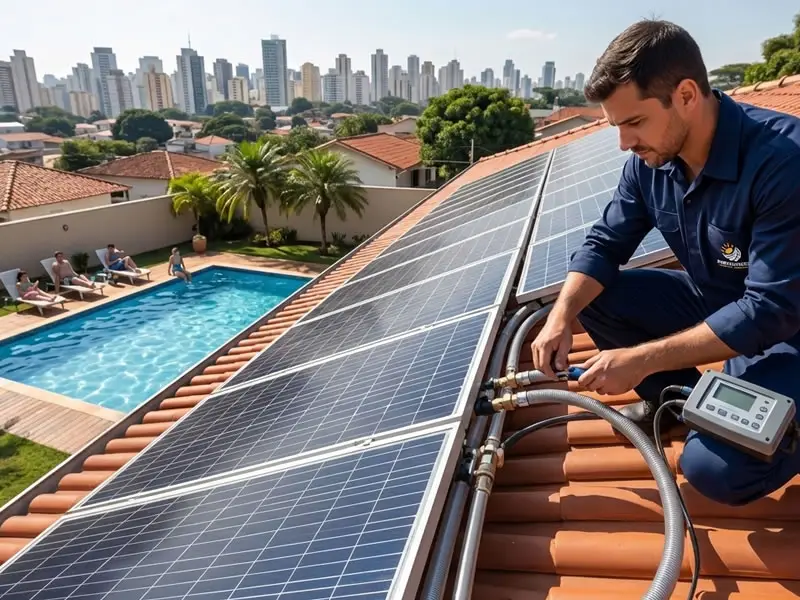 Piscina aquecida com sistema de aquecimento